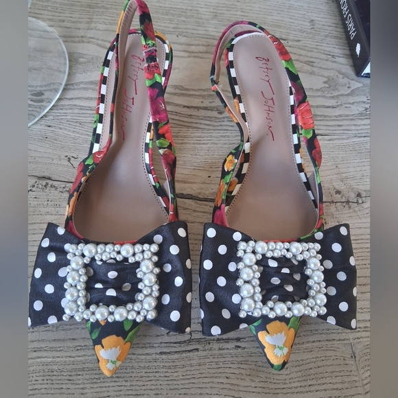 Betsey JohnsonBirdie Floral Slingback Bow Pumps Size 7 - Picture 10 of 14